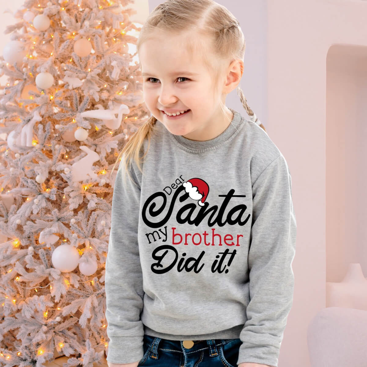 Dear Santa My Brother Did It - DTF Transfer Ready To Press - Kids Size