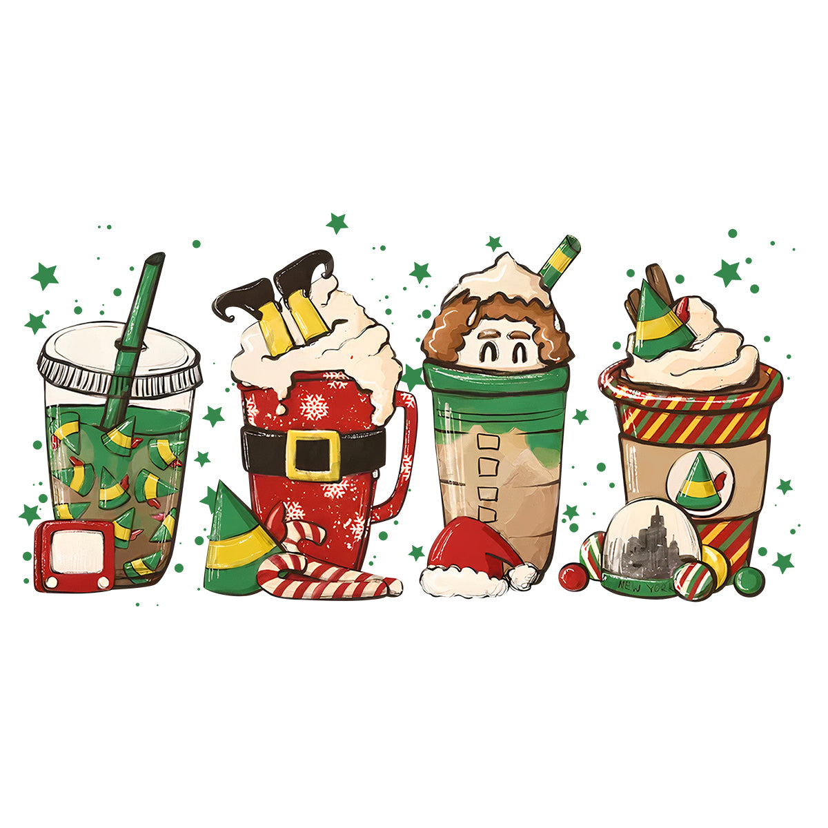 Elfing Around Coffee Drink - DTF Transfer Ready To Press