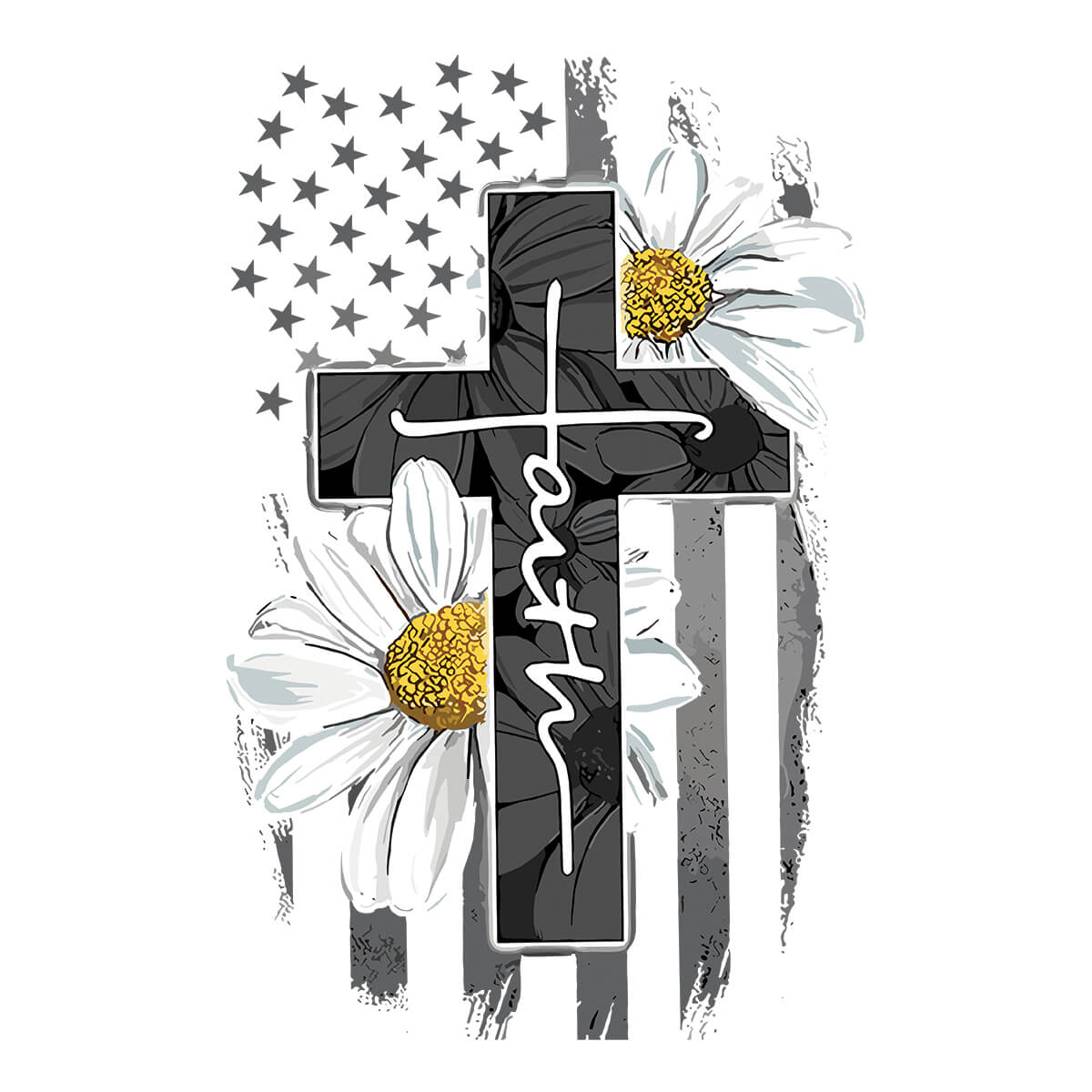 Faith Cross - DTF Transfer Ready To Press