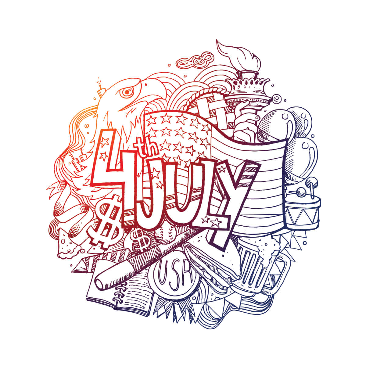 July 4th - DTF Transfer Ready To Press