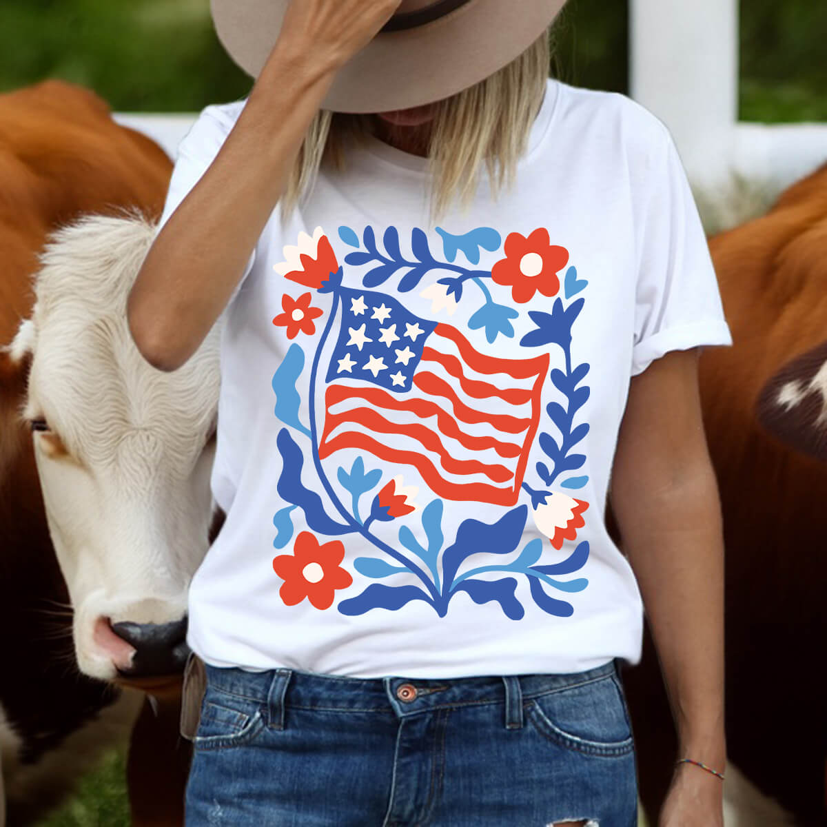 USA Floral Flag - DTF Transfer Ready To Press