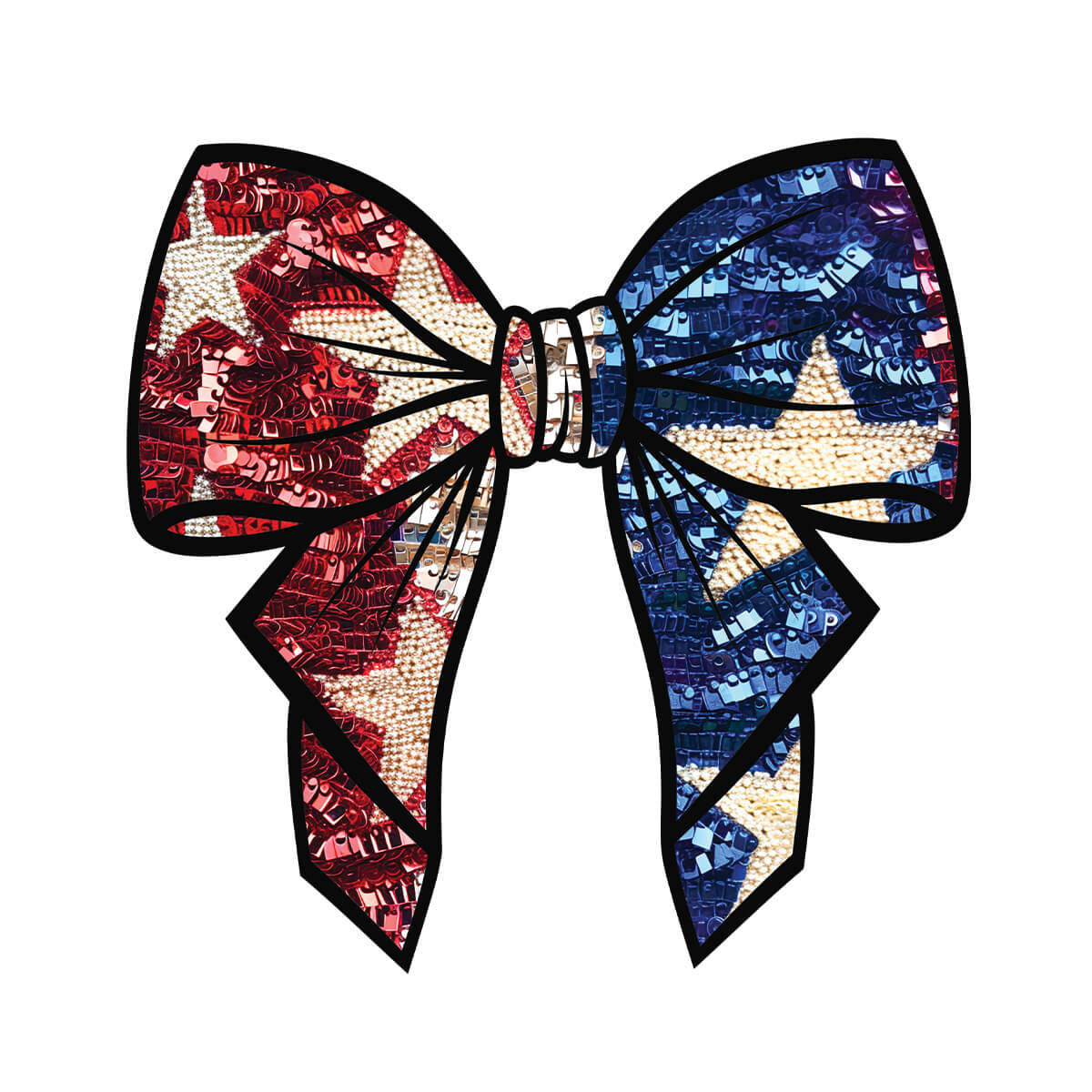 American Flag Sequins Bow - DTF Transfer Ready To Press