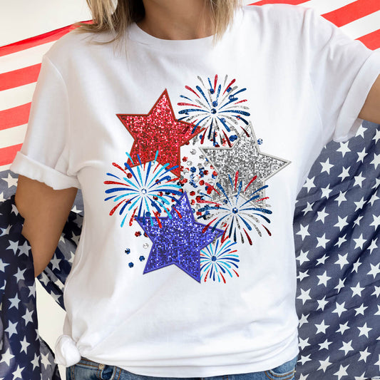 Fireworks And Stars - DTF Transfer Ready To Press