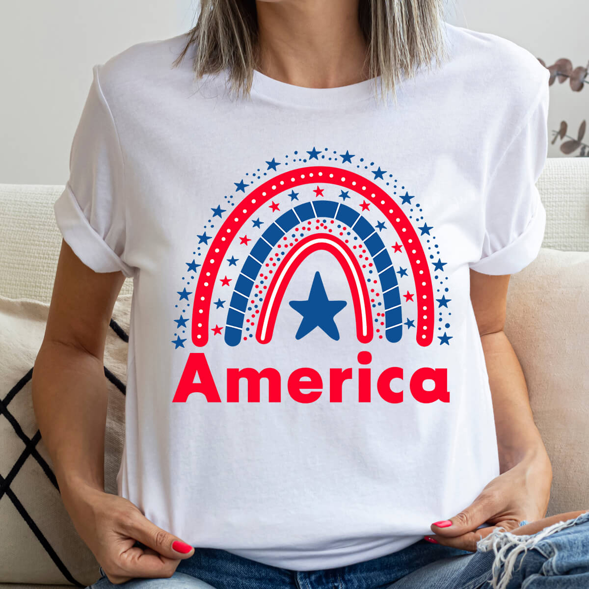 America Rainbow Flag - DTF Transfer Ready To Press