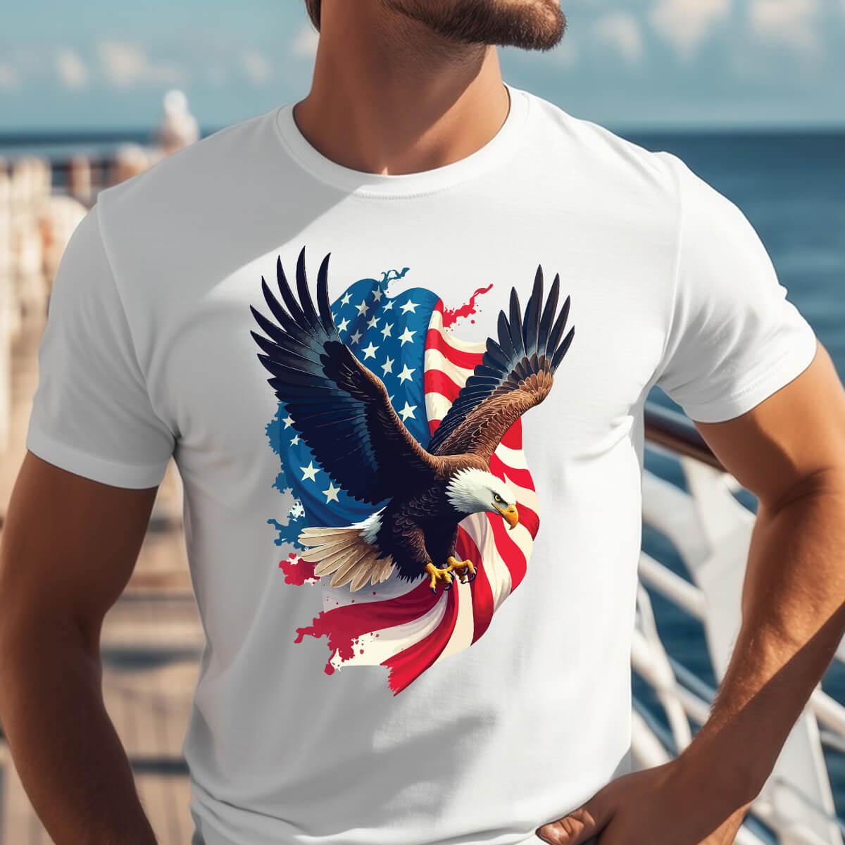American Eagle Flag - DTF Transfer Ready To Press