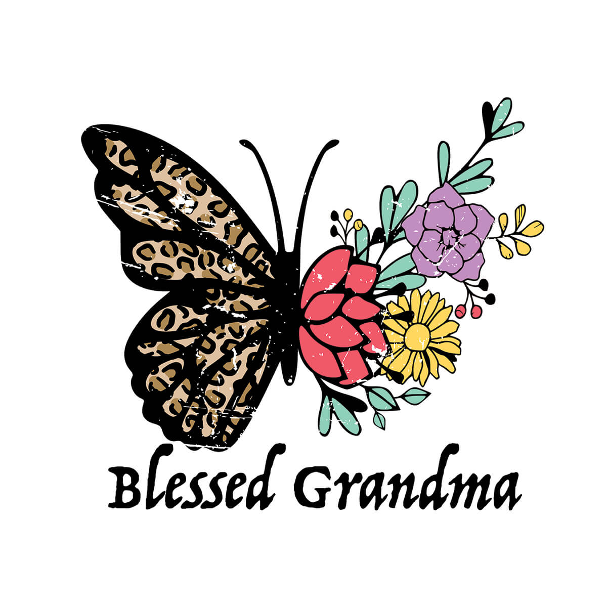 Blessed Grandma Butterfly - DTF Transfer Ready To Press