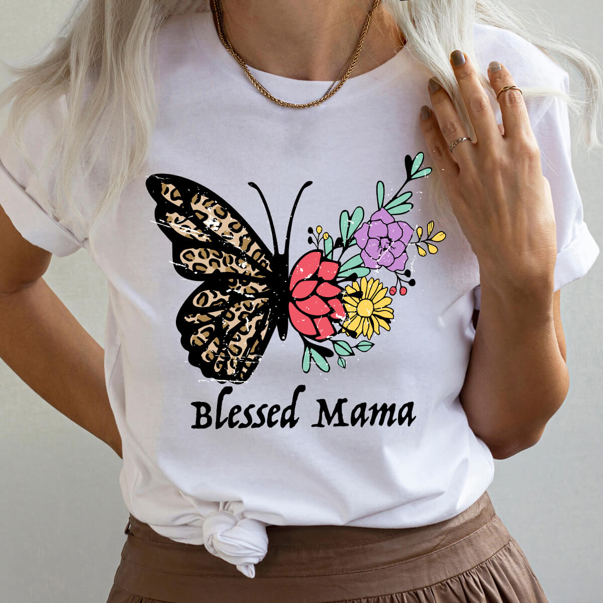 Blessed Mama Butterfly Floral - DTF Transfer Ready To Press