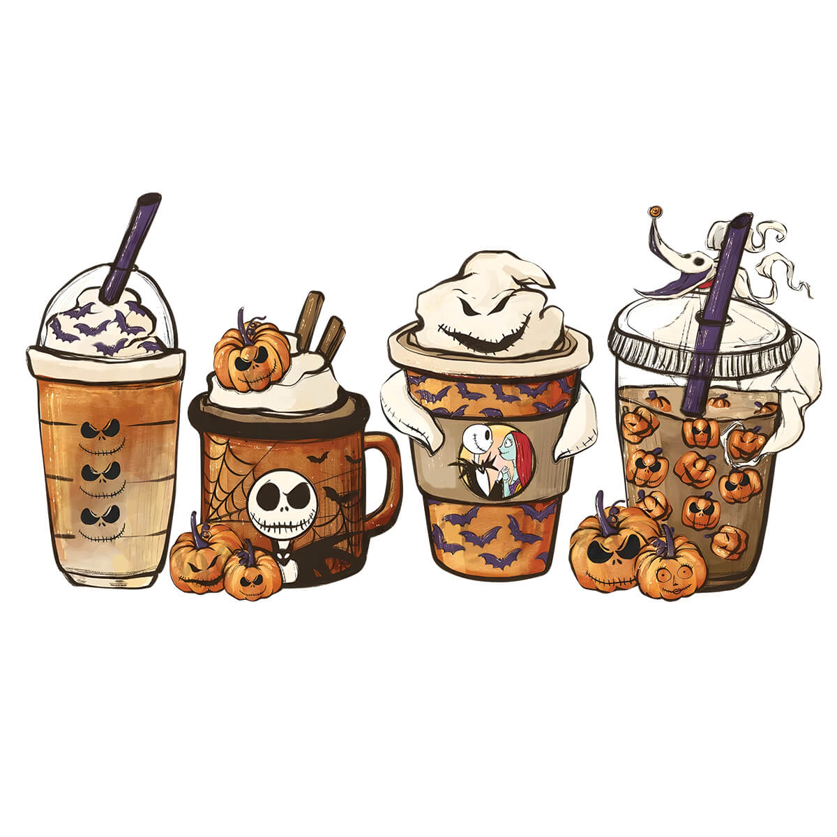 Jack Skellington Coffee-DTF Transfer Ready To Press