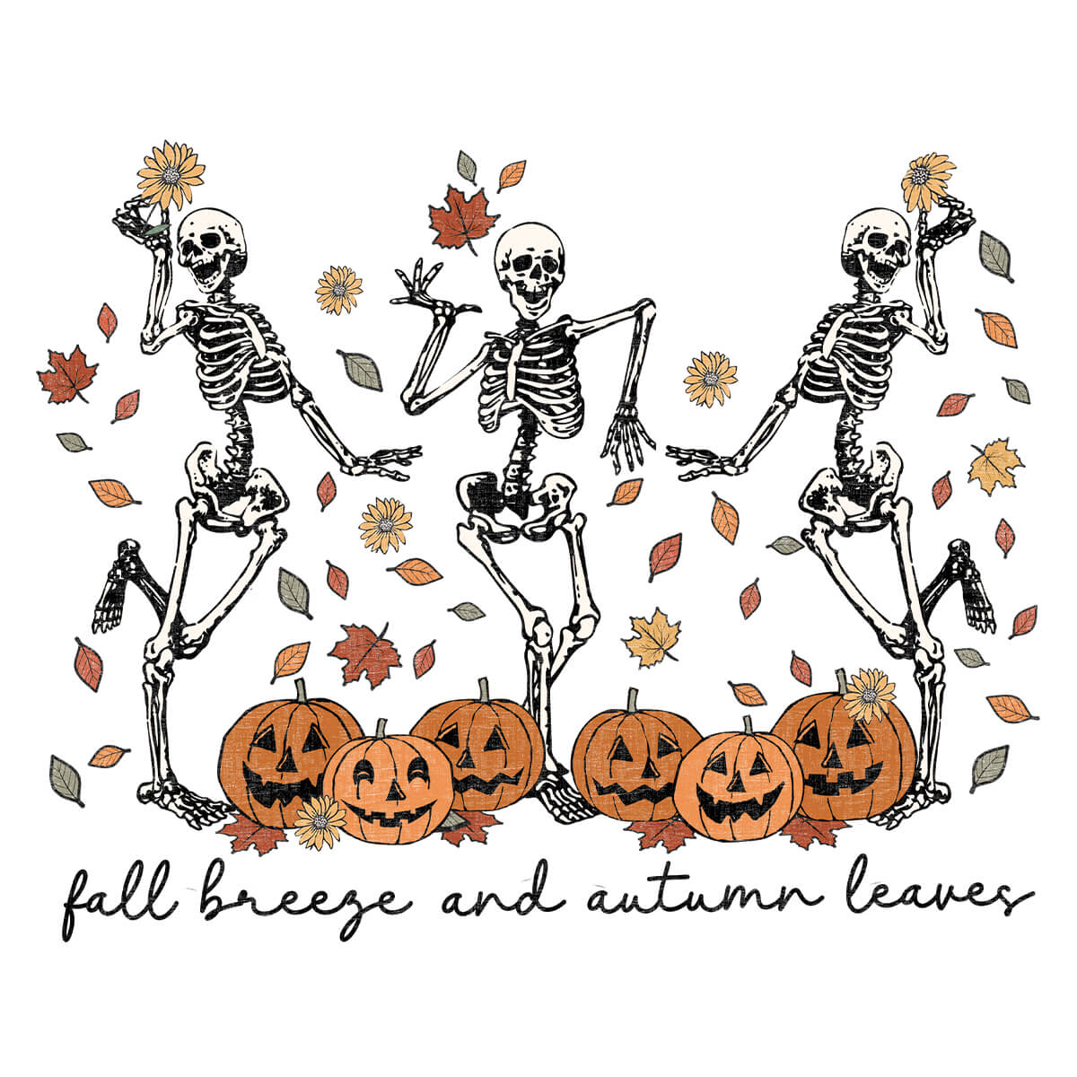 Fall Breeze And Autumn Leaves-DTF Transfer Ready To Press