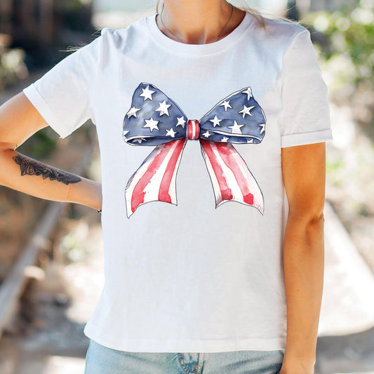 American Flag Vintage Bow - DTF Transfer Ready To Press