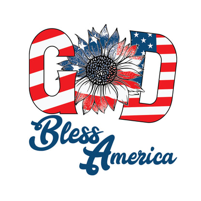 God Bless America Sunflower - DTF Transfer Ready To Press