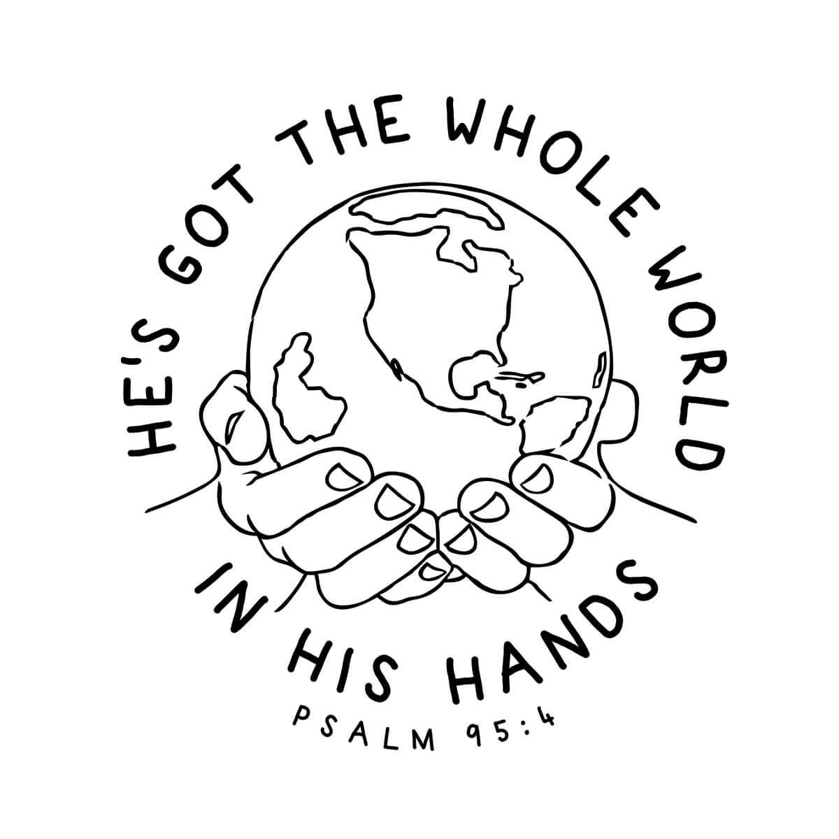 He's Got The Whole World In His Hands - DTF Transfer Ready To Press -Kids Size