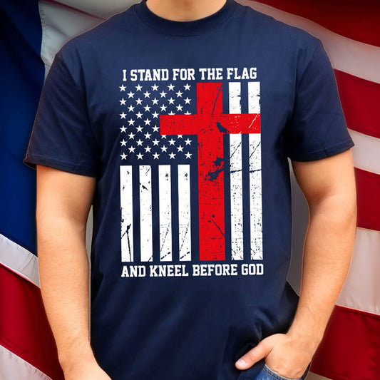 I Stand For The Flag And Kneel Before God Flag - DTF Transfer Ready To Press