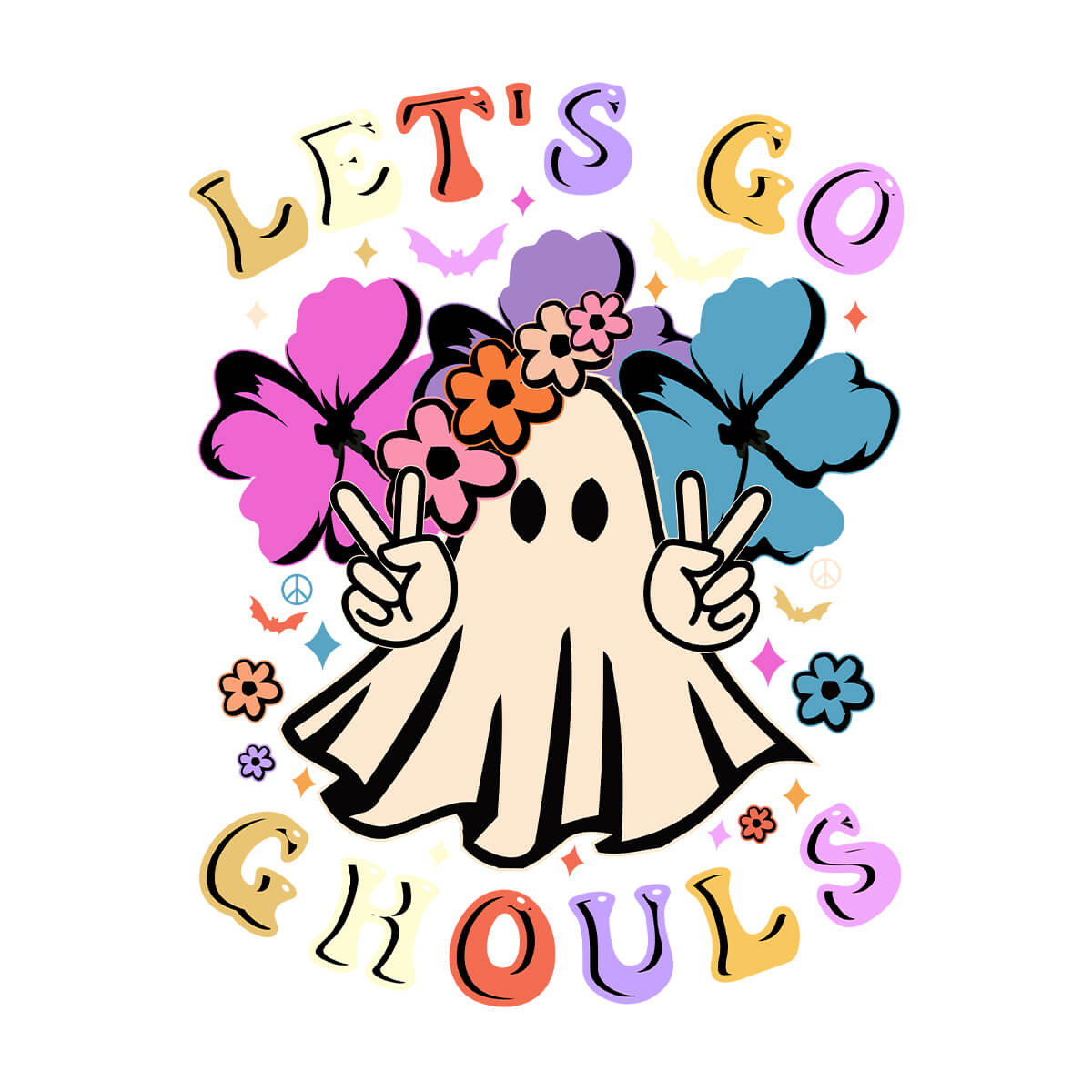 Let's Go Ghouls Hawaiian-DTF Transfer Ready To Press