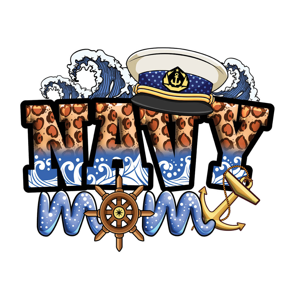 Navy Mom - DTF Transfer Ready To Press