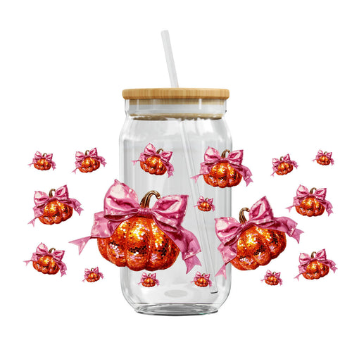 UV DTF Cup Wraps - Sequins Pumpkin