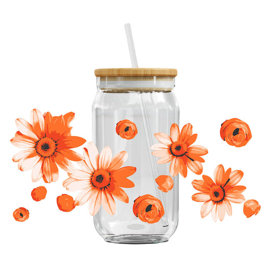 UV DTF Cup Wraps - Orange Daisy