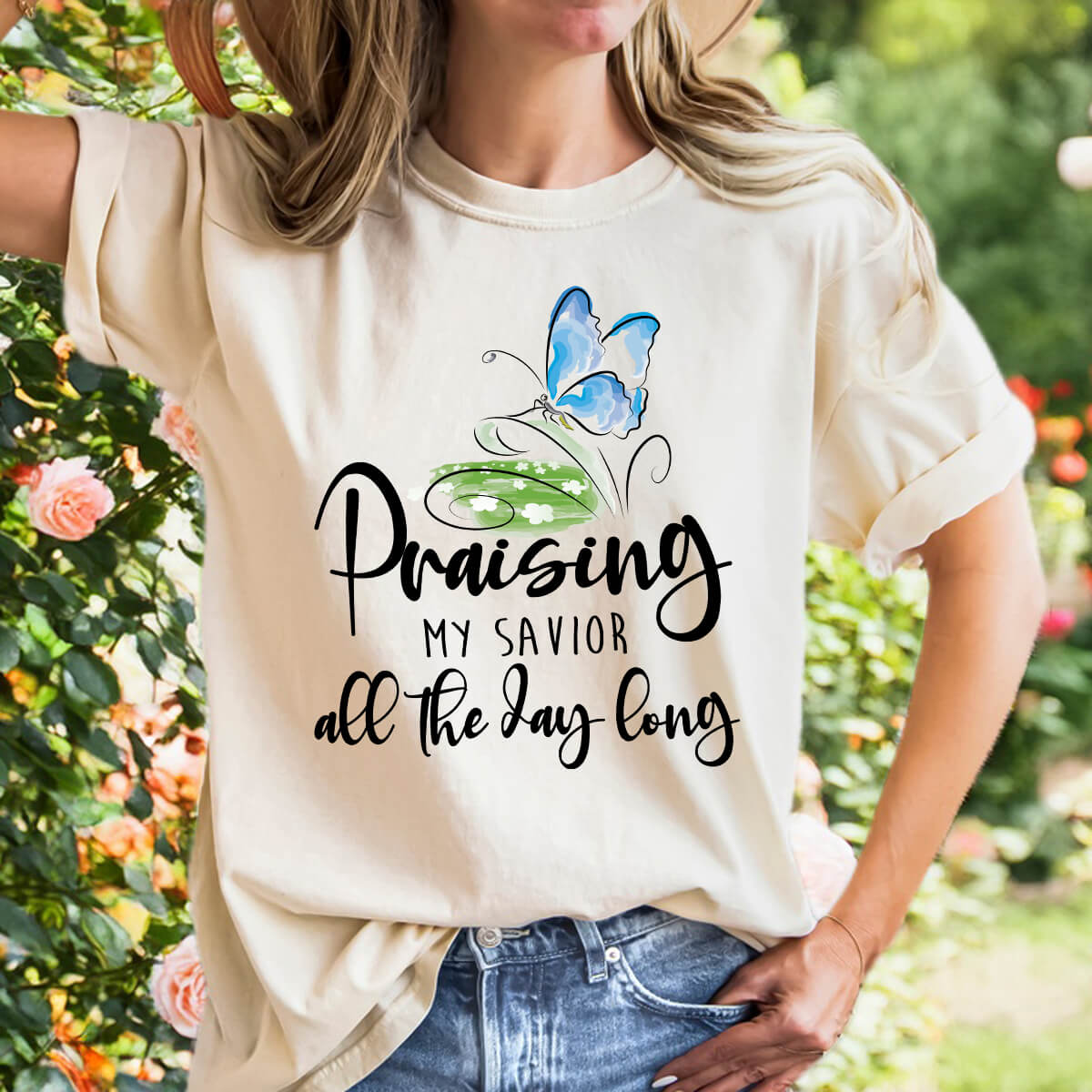 Praising My Savior All The Day Long - DTF Transfer Ready To Press