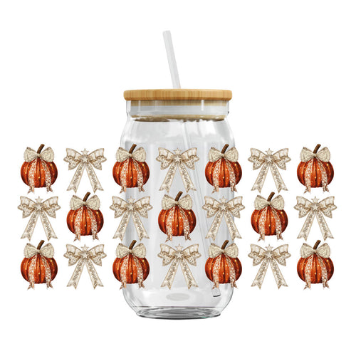 UV DTF Cup Wraps - Pumpkin Coquette Bow