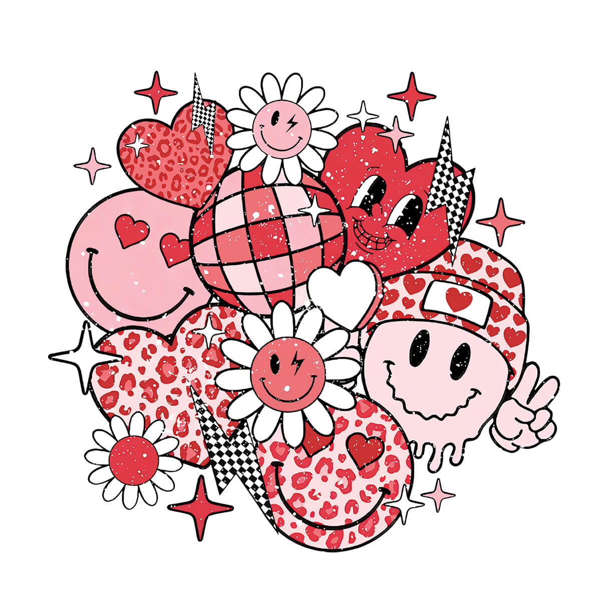 Smiley Love Faces - DTF Transfer Ready To Press