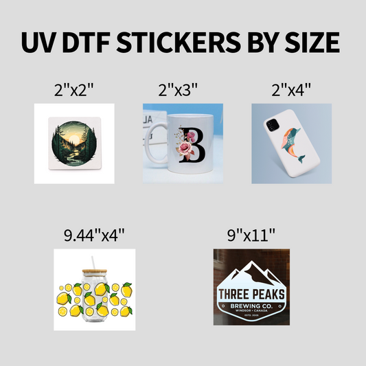 Premium UV 3D DTF Stickers by Size